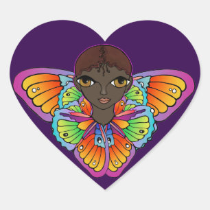 Schmetterling Girl Flat Danke Karte Herz-Aufkleber