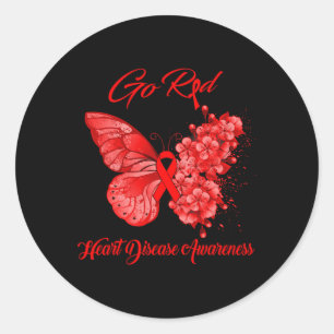 Schmetterling Go Red Herzkrankheit Bewusstsein  Runder Aufkleber