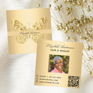 Schmetterling Gold QR-Code Foto Quadratische Visitenkarte