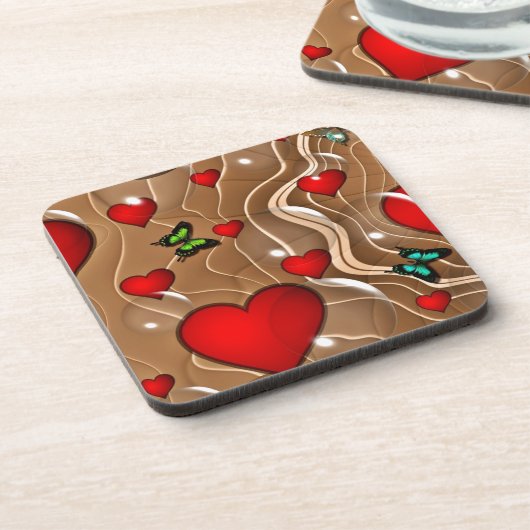 Schmetterling & Gold Untersetzer (Linke Seite)