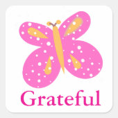 Schmetterling-Gratek-Pinks Gelb_Fun-Stickers Quadratischer Aufkleber (Vorderseite)