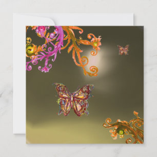 SCHMETTERLING GRAU ACHAT, hellrosa gelb braun Einladung