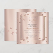 Schmetterling Grau Orientalischer Rose Pinienrosa Einladung (Vorne/Hinten)