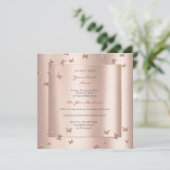 Schmetterling Grau Orientalischer Rose Pinienrosa Einladung (Stehend Vorderseite)