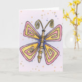 Schmetterling - Grußkarte Karte (Gelbe Blume)