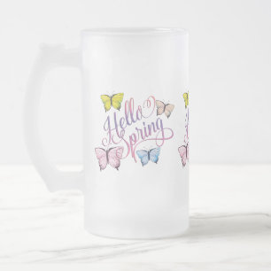 Schmetterling Hallo Frühling Mattglas Bierglas