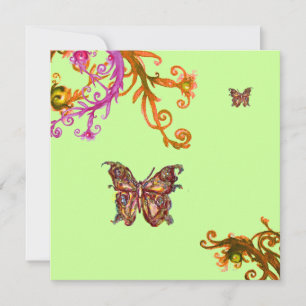 SCHMETTERLING, hellrosa gelb grün Einladung