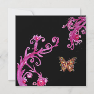 SCHMETTERLING, hellrosa schwarz Einladung