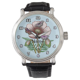 Schmetterling Hellroter Mohn Uhr