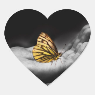 Schmetterling Herz-Aufkleber
