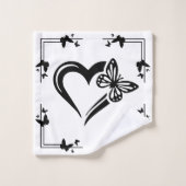 "Schmetterling & Herz" Badetuch-Set Badhandtuch Set (Waschlappen)
