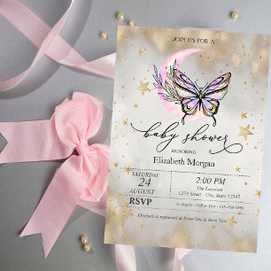 Schmetterling Himmelsmond Sterne Baby Shower Einladung
