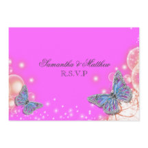 Schmetterling Hochzeit RSVP in Rosa Lila Blau