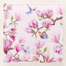 Schmetterling & Hummingbird in Magnolia Untersetze Glasuntersetzer