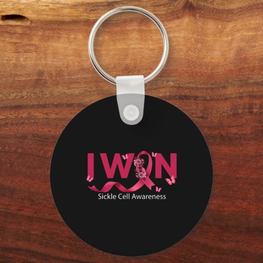 Schmetterling I Win Burgundy Ribbon Sickle Cell Aw Schlüsselanhänger (Vorderseite)