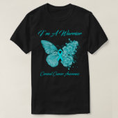 Schmetterling Ich bin ein Krieger für Gebärmutterh T-Shirt (Design vorne)