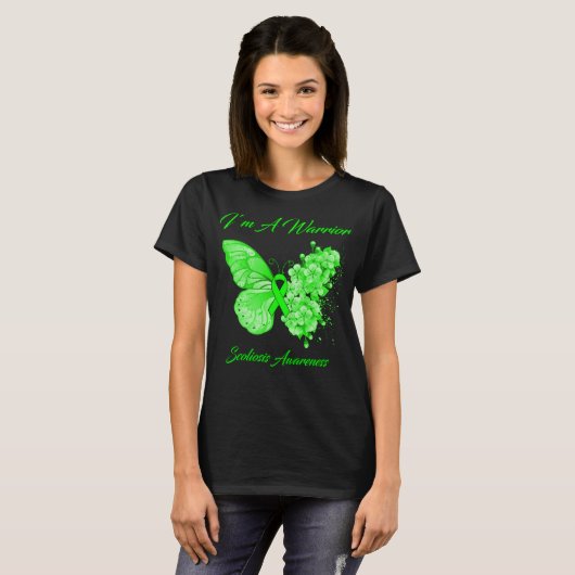 Schmetterling Ich bin ein Krieger-Skoliose-Bewusst T-Shirt (Vorne ganz)