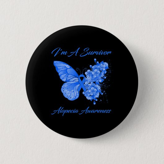 Schmetterling Ich bin ein Überlebender Alopecia-Be Button (Vorderseite)