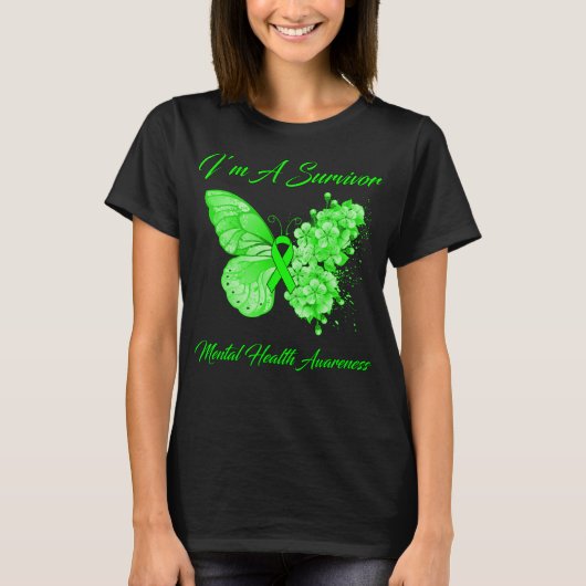 Schmetterling Ich bin ein Überlebender des Bewusst T-Shirt (Vorderseite)