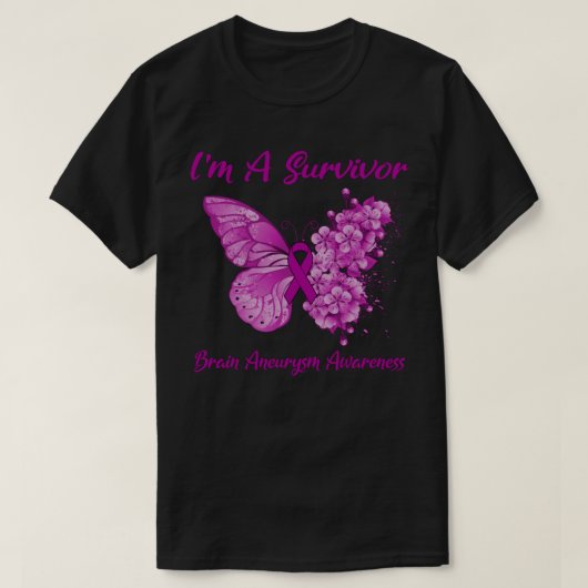 Schmetterling Ich bin ein Überlebender des Gehirna T-Shirt (Design vorne)