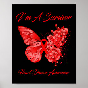 Schmetterling Ich bin ein Überlebender Herzkrankhe Poster