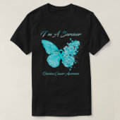 Schmetterling Ich bin ein Überlebender Ovarialkreb T-Shirt (Design vorne)