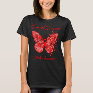 Schmetterling Ich bin ein Überlebender Stroke Bewu T-Shirt