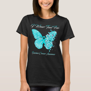 Schmetterling Ich trage Aquamarin für Ovarialkarzi T-Shirt