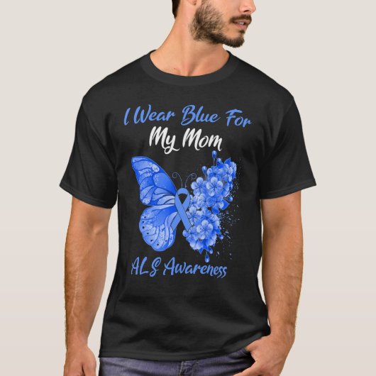 Schmetterling ich trage Blau für meine Mama als Be T-Shirt (Vorderseite)