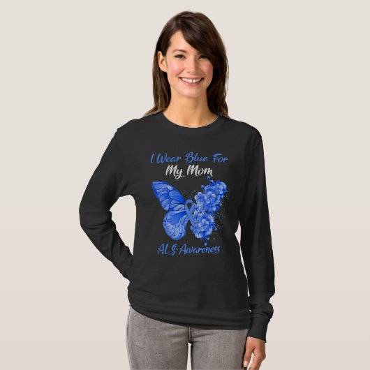 Schmetterling ich trage Blau für meine Mama als Be T-Shirt (Vorne ganz)