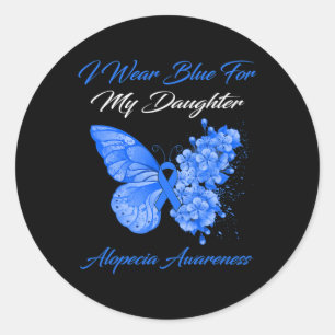 Schmetterling ich trage Blau für meine Tochter Alo Runder Aufkleber