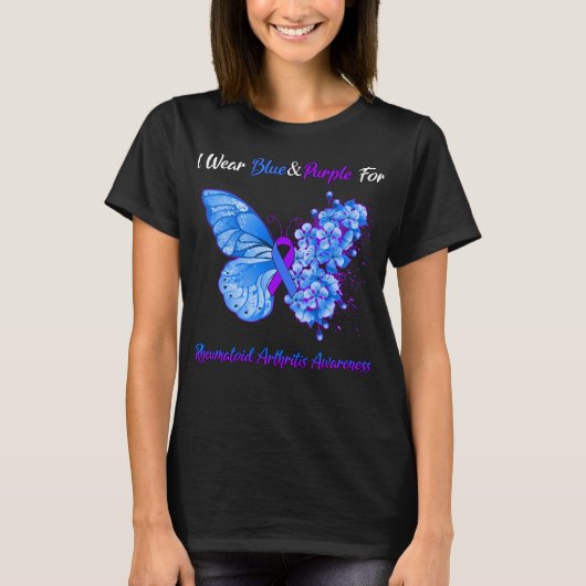 Schmetterling ich trage Blau und Lila für Rheumato T-Shirt (Vorderseite)