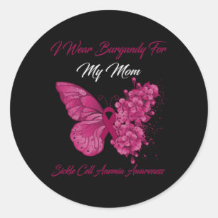 Schmetterling Ich trage Burgundy für meine Mama Si Runder Aufkleber