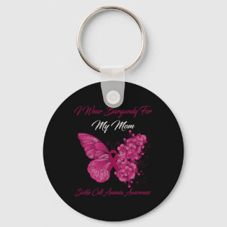 Schmetterling Ich trage Burgundy für meine Mama Si Schlüsselanhänger