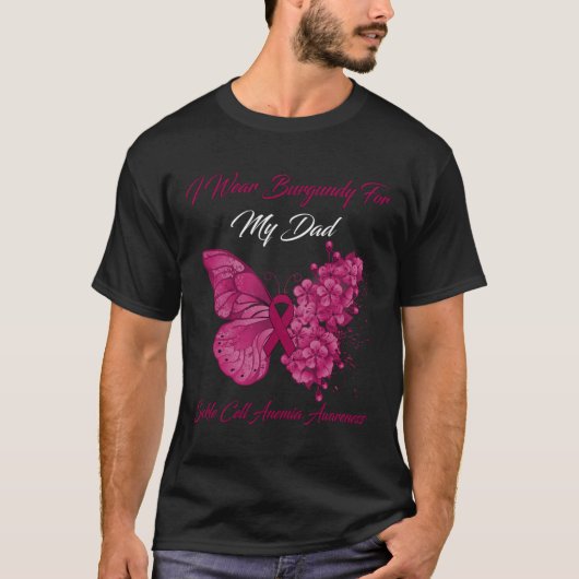 Schmetterling Ich trage Burgundy für meinen Vater T-Shirt (Vorderseite)