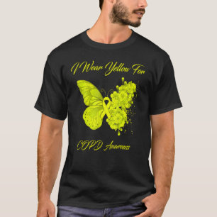 Schmetterling Ich trage Gelb für das Copd-Bewussts T-Shirt