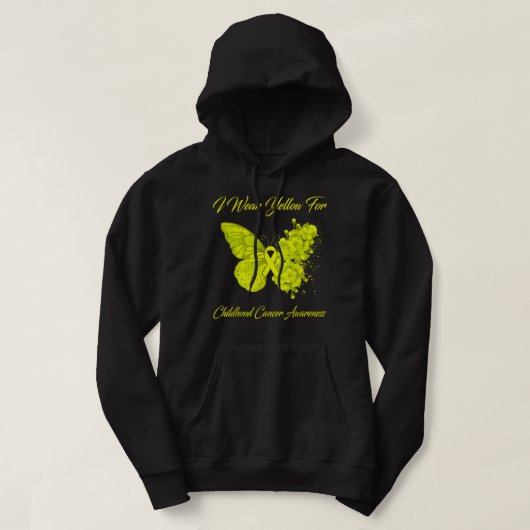 Schmetterling Ich trage Gelb für Krebsgeschirr im Hoodie (Design vorne)