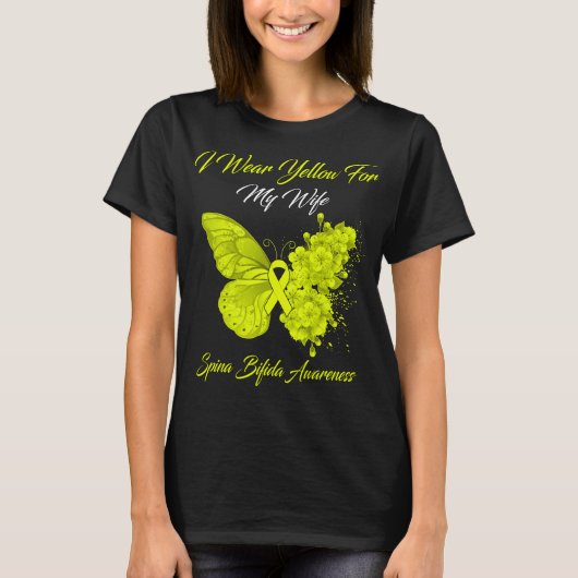 Schmetterling Ich trage Gelb für meine Ehefrau Spi T-Shirt (Vorderseite)