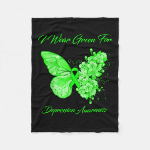 Schmetterling Ich trage Grün für Depression Bewuss Fleecedecke