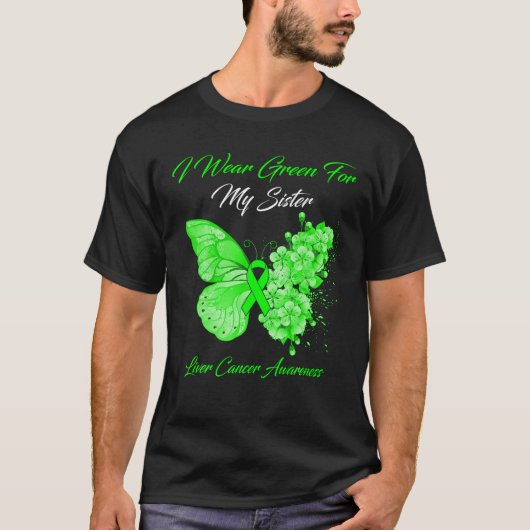 Schmetterling Ich trage Grün für meine Schwester L T-Shirt (Vorderseite)