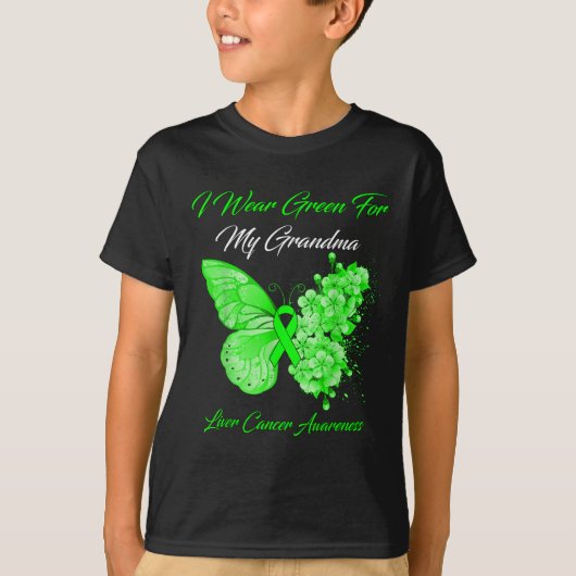 Schmetterling Ich trage Grün für meinen Oma-Leberk T-Shirt (Vorderseite)