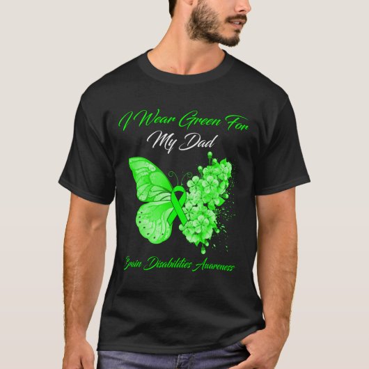 Schmetterling Ich trage Grün für meinen Vater Hirn T-Shirt (Vorderseite)