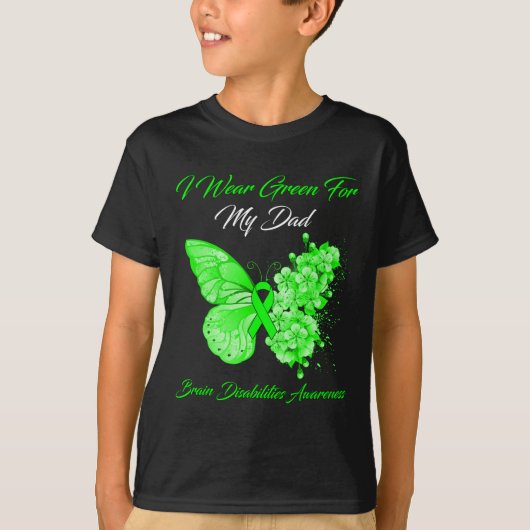 Schmetterling Ich trage Grün für meinen Vater Hirn T-Shirt (Vorderseite)