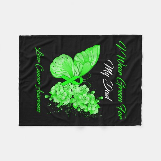 Schmetterling Ich trage Grün für meinen Vater Lebe Fleecedecke (Vorderseite (Horizontal))