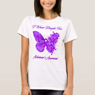 Schmetterling Ich trage Lila für Alzheimer's Bewus T-Shirt