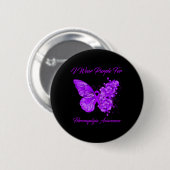 Schmetterling Ich trage Lila für Fibromyalgie Button (Vorne & Hinten)