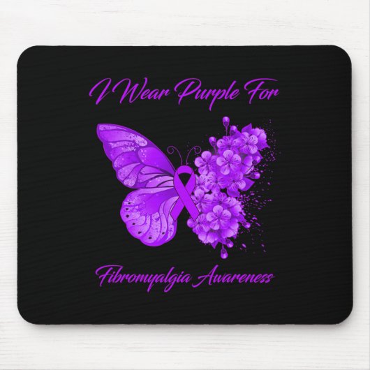 Schmetterling Ich trage Lila für Fibromyalgie Mousepad (Vorne)