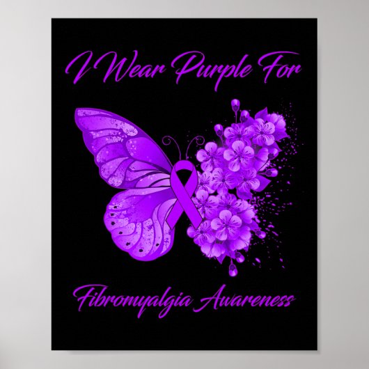 Schmetterling Ich trage Lila für Fibromyalgie Poster (Vorne)