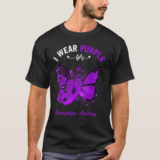 Schmetterling Ich trage Lila für Fibromyalgie T-Shirt (Vorderseite)