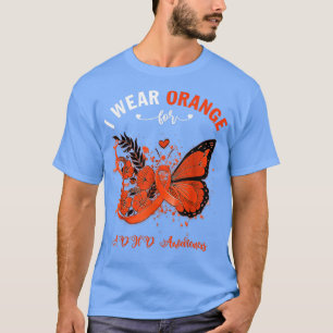 Schmetterling Ich trage Orange für ADHS-Bewusstsei T-Shirt